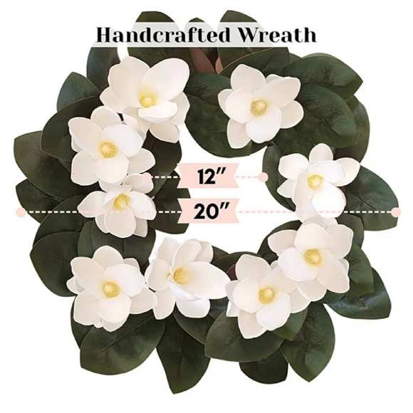 New Magnolia Wreath with Wreath Hanger - Picture 2 of 15